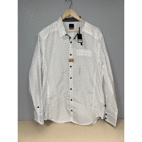 JB Hall Other - JB Hall Men's White Micro Cross Print Button Down Stretch Dress Shirt XL